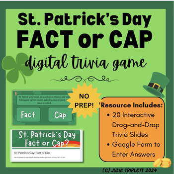 Preview of St. Patrick's Day Trivia: Fact or Cap! Middle School Digital Resource Activity!