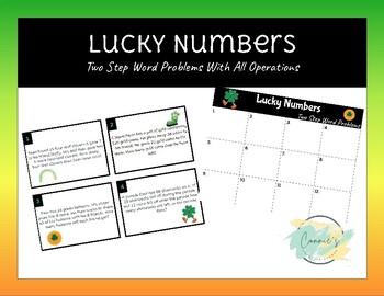 Preview of St. Patrick's Day Two Step Word Problem Task Cards