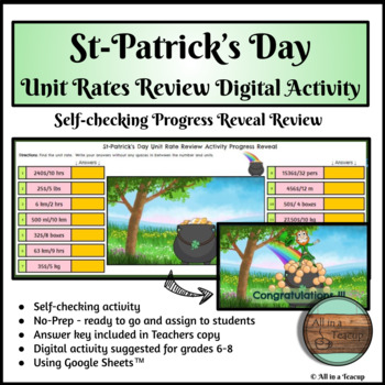 Preview of St-Patrick's Day Unit Rates Review Digital Activity Progress Reveal