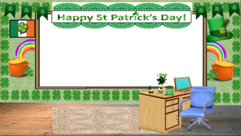 Preview of St. Patrick's Day Virtual Classroom Background (non-editable)