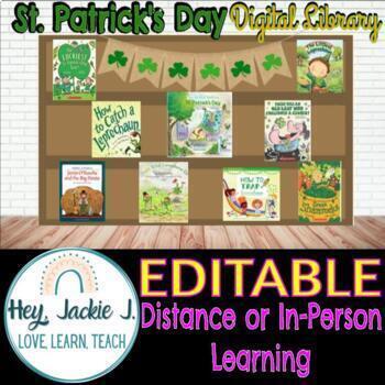 Preview of St. Patrick's Day Virtual Digital Library Hybrid Distance Google Editable
