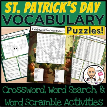 Preview of St. Patrick's Day Vocab Puzzles: Crossword, Word Search Word Scramble Activities