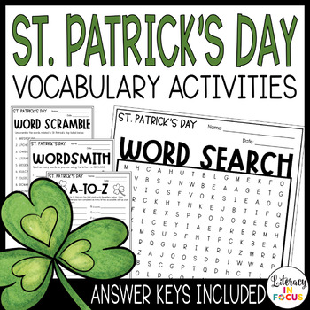Preview of St. Patrick's Day Vocabulary Activities | Word Search Included