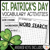 St. Patrick's Day Vocabulary Activities | Word Search Included