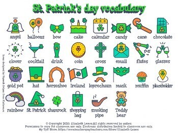 Preview of St Patrick's Day Vocabulary Flashcard and Word Search (Color)  FREEBIE