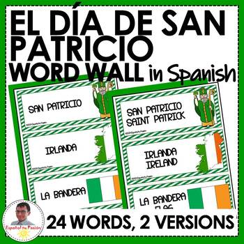 Preview of St. Patrick´s Day Vocabulary in Spanish Word Wall Bulletin Board
