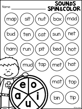 St. Patrick's Day Vowel Spin FREEBIE by Tara West - Little Minds at Work