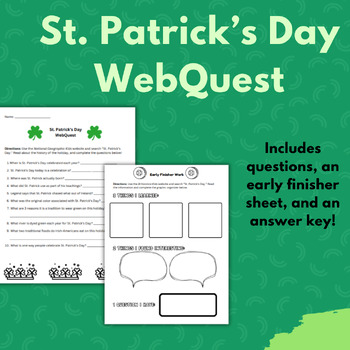 Preview of St. Patrick's Day WebQuest & Early Finisher Graphic Organizer