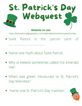 st patrick day webquest