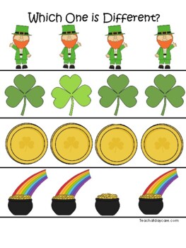 Preview of St. Patrick's Day Which One is Different Preschool Educational Pattern Game.