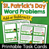 St. Patrick's Day Word Problems - Add or Subtract? Printab