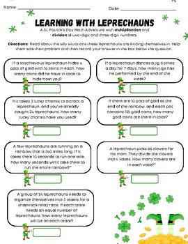 Preview of St. Patrick’s Day: Word Problems (Multiplication & Division of 2-digit/3-digit)