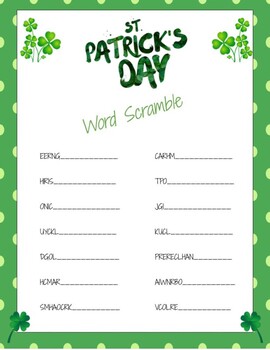 St. Patrick's Day Word Scramble by Classroom Muntzters | TpT