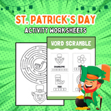 St. Patrick's Day Word Scramble and Mazes Worksheets, FUN 