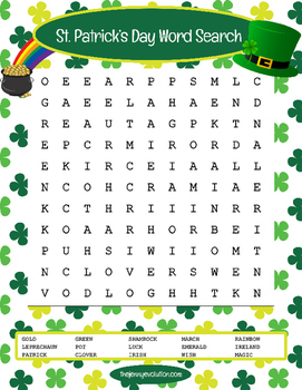 St. Patrick's Day Word Search by Mommy Evolution | TpT