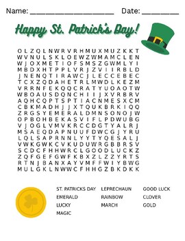 Preview of St. Patrick's Day Word Search