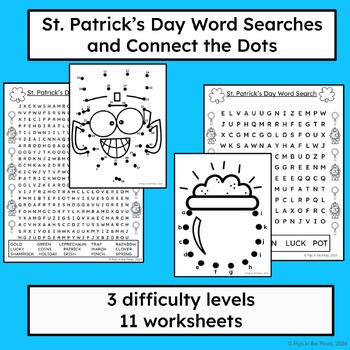 Preview of St. Patrick's Day Word Search, Connect the Dots, Early Finisher, Worksheets