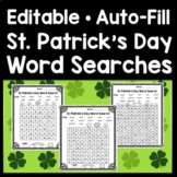 St. Patrick's Day Word Search -Editable Auto-Fill! {3 Diff