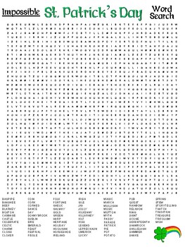 Preview of St. Patrick's Day Word Search: GIANT Edition to keep 'em busy!
