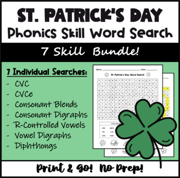 Preview of St. Patrick's Day Word Search Phonics BUNDLE