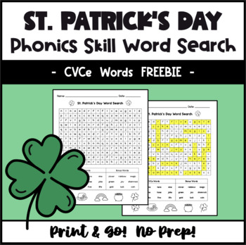 Preview of St. Patrick's Day Word Search Phonics - CVCe FREEBIE