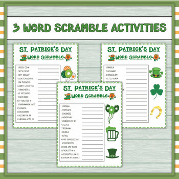 St. Patrick's Day Word Search and Word Scramble Activities | March ...