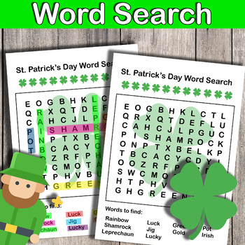 Preview of St. Patrick's Day Word Search for 1st and 2nd Grade