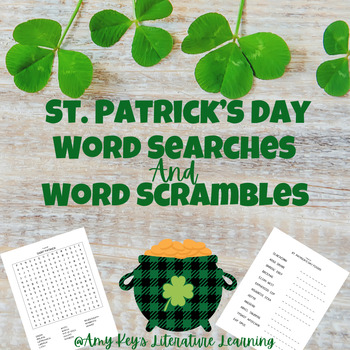 Preview of St. Patrick's Day Word Searches & Scrambles Puzzles Middle and High School 6-12