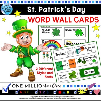 Preview of St Patrick's Day Word Wall Cards | Vocabulary Words