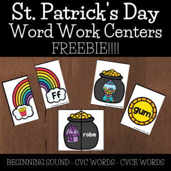 Preview of St. Patrick's Day Word Work Freebie l Beginning Sound, CVC Words, and CVCE Words