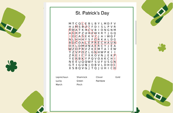 Preview of St. Patrick’s Day Word search