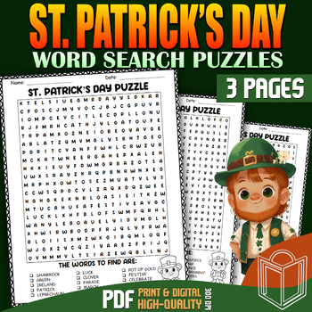 Preview of St. Patrick's Day: Word Search Puzzles Activities For Kids