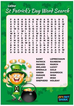 Preview of Saint Patrick's Day Word Search (Medium Difficulty)
