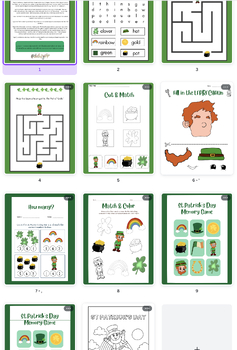 Preview of St Patrick’s Day Worksheet Pack