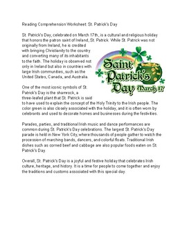 Preview of St. Patrick's Day Worksheets