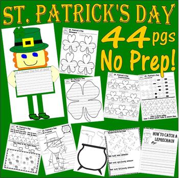 Preview of St. Patrick's Day Literacy Math Worksheets NO PREP Leprechaun March Word Search