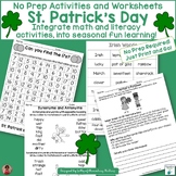 St. Patrick's Day Worksheets and Activities for Literacy and Math