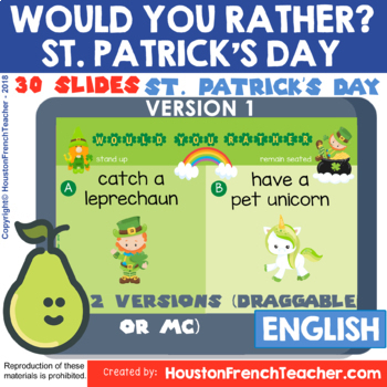 Preview of St. Patrick's Day Would You Rather March | Virtual Brain Breaks Activities