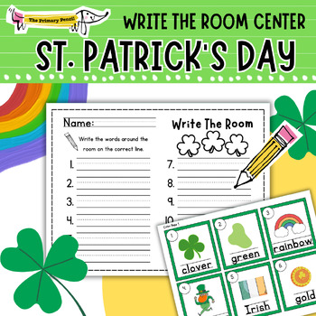 Preview of St. Patrick's Day Write The Room Word Hunt Center | March Holiday Handwriting