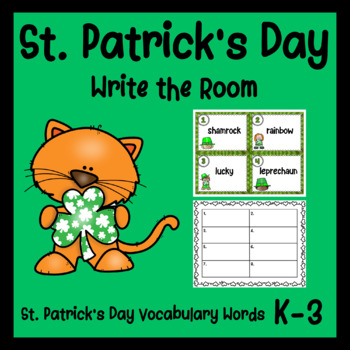 Preview of St. Patrick's Day Write the Room Vocabulary - Task Card Center Activity