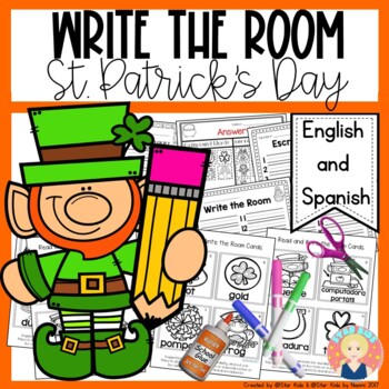 St. Patrick's Day Write the Room in English and Spanish for K-1