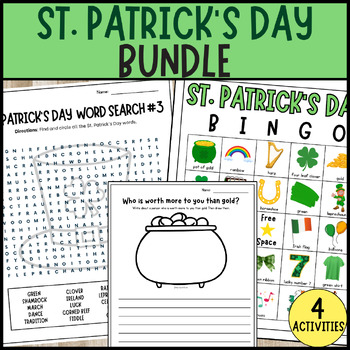 Preview of St. Patrick's Day - Writing, BINGO Game, Puzzles BUNDLE