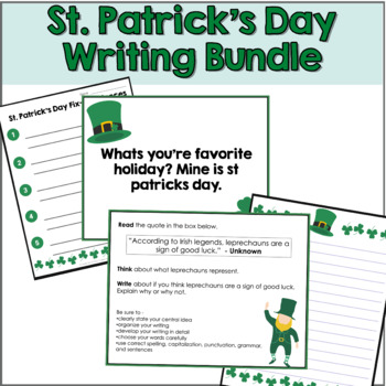 St. Patrick's Day Writing Bundle | Opinion Writing & Editing Practice