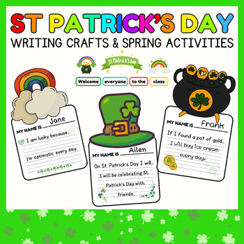 Preview of St Patrick’s Day Writing Crafts | Spring Activity l Door Decor & Bulletin Boards