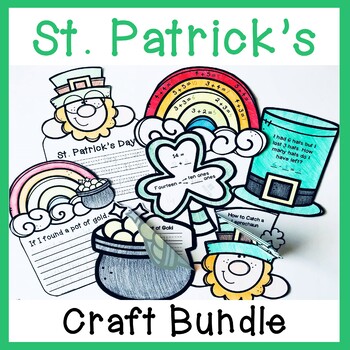Preview of St Patrick's Day Writing Crafts and Math Crafts Bundle - Holiday Writing Craft