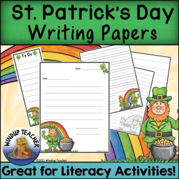 Preview of St. Patrick's Day Lined Writing Paper - Color & B&W Printable Activities
