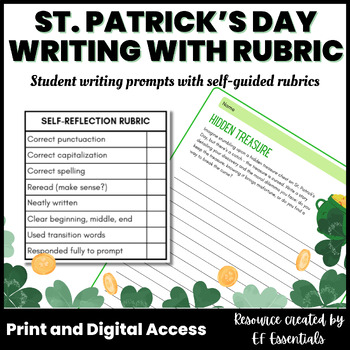 Preview of St. Patrick's Day Writing Prompt Worksheet and Rubric 5th-7th