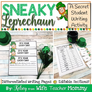 Preview of St. Patrick's Day Writing Prompts | Secret Student Sneaky Leprechaun Activities