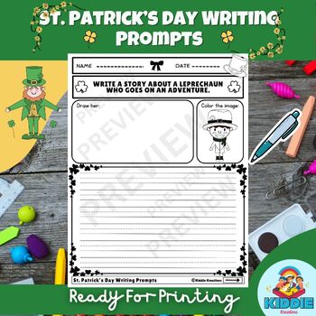 Preview of St. Patrick’s Day Writing Prompts for 1 first grade + story