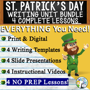 Preview of St. Patrick's Day - 4 Writing Prompts, Graphic Organizers, Rubrics, Template